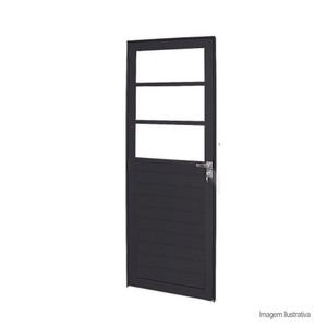 Porta premium black lambri mista de vidro direita 215x84cm preta - brasil esquadrias