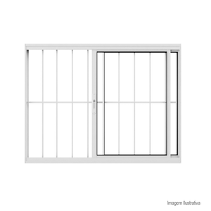 Vitrô de alumínio fafility de correr 2 folhas 1 faixa com grade 100x150cm branco - brasil esquadrias