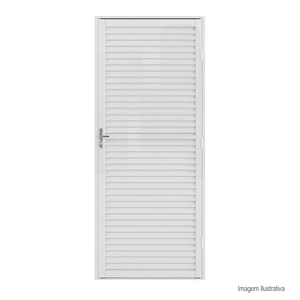 Porta de alumínio soft laminada esquerda 215x84cm branca - brasil esquadrias
