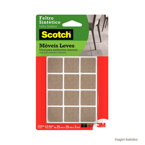 Feltro sintético para móveis leves scotch quadrado pequeno marrom 12 unidades - 3m