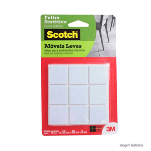 Feltro sintético para móveis leves scotch quadrado grande branco 9 unidades - 3m