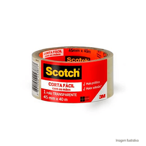 Fita scotch corta facil 45mm com 40mts transparente - 3m