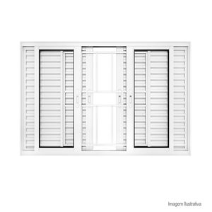 Vaneziana de alumínio premium 6 folhas com grade 120x150cm branco - brasil esquadrias