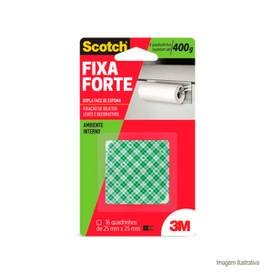 Fita dupla face scotch  fixa forte espuma 25x25mm 16 unidades - 3m