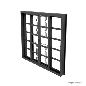 Vitrô de alumínio inove de correr 4 folhas ello com grade 100x200cm branco - brasil esquadrias