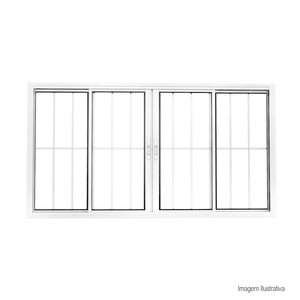 Vitrô de alumínio facility de correr 4 folhas sem grade 120x200cm branco - brasil esquadrias
