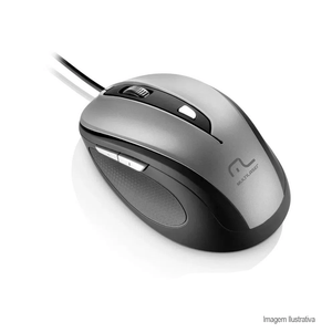 Mouse usb comfort 6 botões cinza e preto - multilaser