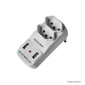 Adaptador com 2 saídas de 2 pinos+t com 2 entradas usb - multilaser