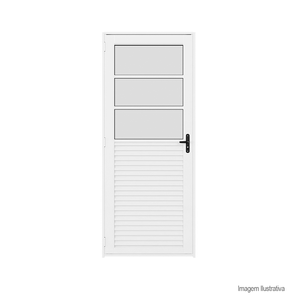 Porta facility mista de vidro esquerda 215x84cm branca - brasil esquadrias