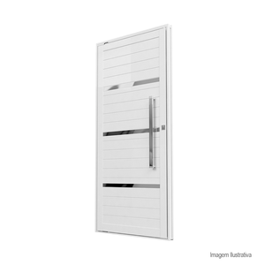 Porta de alumínio premium labri puxador polido direita 215x84cm branca - brasil esqudrias