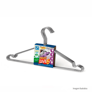 Conjunto cabides tintureiro com cavas cromado 6 unidades - arthi