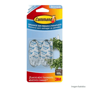 Ganhco adesivo command médio transparante - 3m