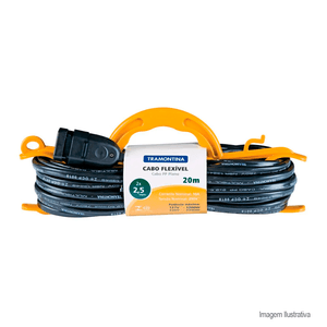 Extensão elétrica preto 20mts fio 2,5mm - tramontina
