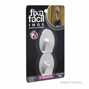 Gancho plástico com adesivo r.2592 2 peças inox - primafer