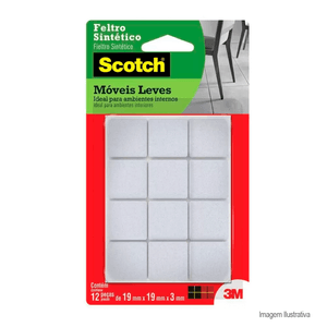 Feltro sitético móveis leves scotch quadrado pequeno branco 12 unidades - 3m