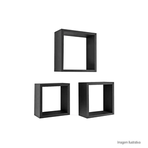 Kit nicho decorare 3 peças preto - prat-k