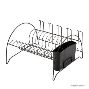 Escoredor de louças fan com porta copos black - arthi