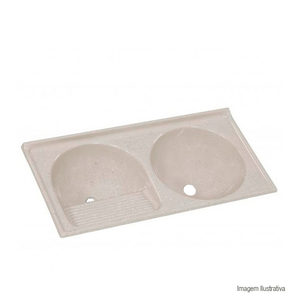 Tanque de mármore sintético duplo n°2 110x55cm travertino - ajr