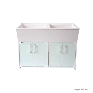 Gabinete pedra ardosía sem tanque 120cm com vidro branco - venturi slate
