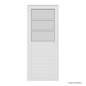 Porta de alumínio facility mista de vidro direita 215x84cm branca - brasil esquadrias