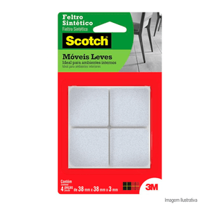 Feltro sitético móveis leves scotch quadrado extra grande branco 4 unidades - 3m