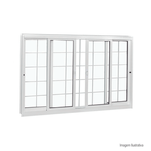 Vitrô de alumínio inove de correr 4 folhas ello com grade 120x200cm branco - brasil esquadrias
