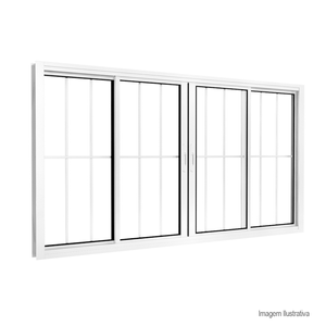 Vitrô de alumínio facility de correr 4 folhas com grade 100x100cm branco - brasil esquadrias