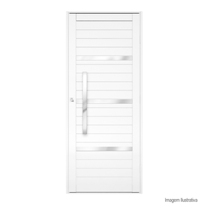 Porta de alumíinio premium lambri com puxador escovado esquerda 215x94cm branca - brasil esquadrias