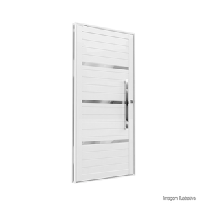 Porta premium labri direita com puxador polido 215x104cm branca - brasil esquadrias