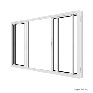 Vitrô de alumínio facility de correr 4 folhas sem grade 100x120cm branco - brasil esquadrias