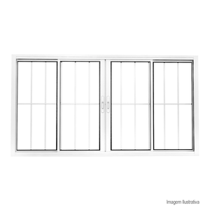 Vitrô de alumínio premium de correr horizontal 4 folhas com grade 100x200cm branco - brasil esquadrias
