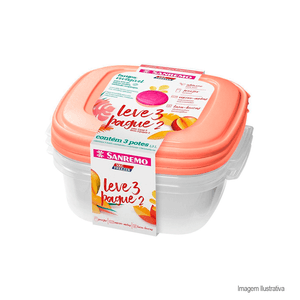 Conjunto de potes de plástico leve 3 pague 2 1,3l - sanremo
