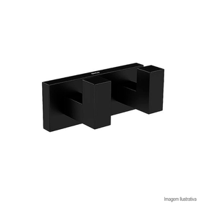 Cabide quadratta duplo para banheiro black matte - deca