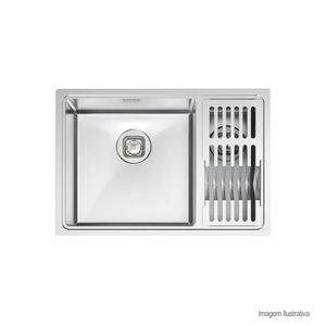 Cuba inox collection quadrum em aço inox com escorredor 66x46 - tramontina