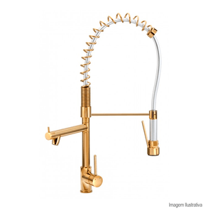 Monocomando para cozinha gourmet premium  dourada - esteves
