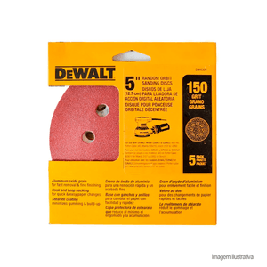 Disco de lixa 5" de grão 150 com 8 furos 05 unidades - dewalt