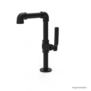 Torneira de mesa para lavatório de bica alta móvel living classic preto fosco - fani metais