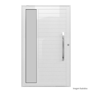 Porta de alumínio premium pivotante com vidro e puxador escovado esqurda 215x114cm branca - brasil esquadrias