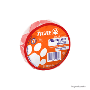 Fita isolante color 18mmx10m vermelho - tigre
