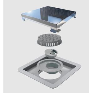 Ralo linear square tampa inox polida 15x15cm