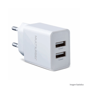 Carregador de parede concept 2 portas usb branco - multilaser