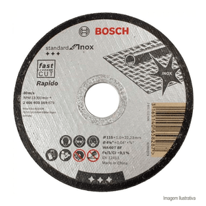 Disco de corte rápido standard para inox 115mm - bosch