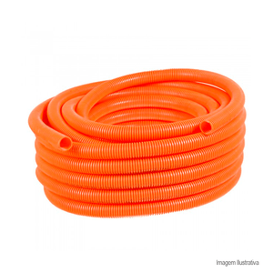 Mangueira corrugada 1" reforçada 25mts laranja - fortlev
