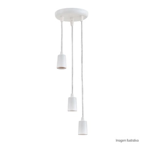 Pendente vision 420/3 para três lâmpadas 127/220v rosca e27 branco - dital