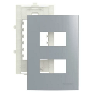 Placa com suporte 4x2 2 postos separados sleek cinza margirius