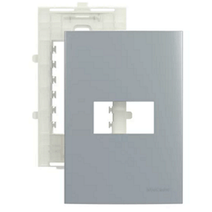 Placa com suporte 4x2 1 posto sleek cinza margirius