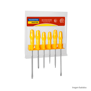 Jogo de chave de fendas com suporte 06 peças amarelo - tramontina