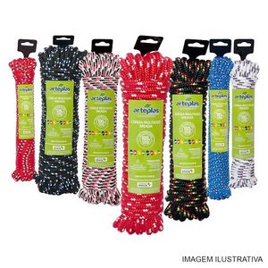 Corda trançada ppe 10mm com 20mts colorida - cordoaria brasil