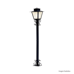 Poste de jardim colonial p3 para uma lampada 1,76mts preto - ideal lustres