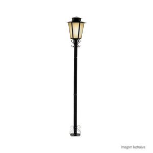 Poste de jardim colonial sextavado p9 1,76mts preto - ideal lustres